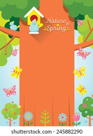 Spring Season Background with Bird & Big Tree