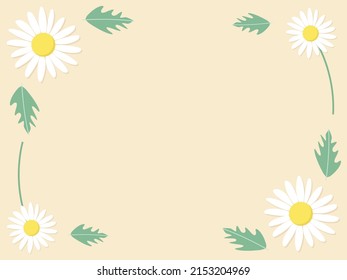 Spring season background with copy or negative space. white daisy flower frame. perfect for background, wallpaper, banner, poster, post card, presentation background, etc. vector eps format.