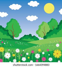 Spring season background vector illustration.