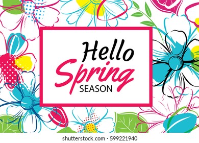 Spring season banner template background with colorful flower.Can be use voucher, wallpaper,flyers, invitation, posters, brochure, coupon discount.