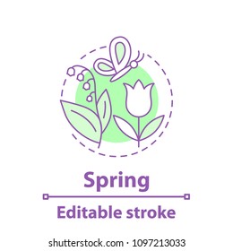 Spring season concept icon. Nature idea thin line illustration. Garden. Flowers. Vector isolated outline drawing. Editable stroke