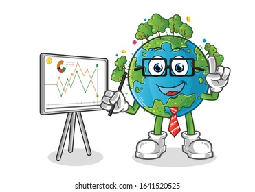 spring season. spring earth percentage of shares, sales, and finance cartoon. cartoon mascot vector