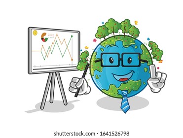 spring season. spring earth percentage of shares, sales, and finance cartoon. cute chibi cartoon mascot vector