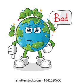 spring season. spring earth thumbs down angry with bubble cartoon. cartoon mascot vector