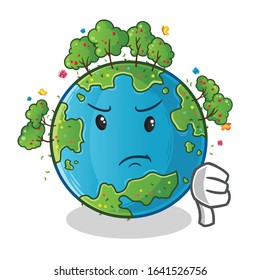 spring season. spring earth thumbs down angry cartoon. cute chibi cartoon mascot vector