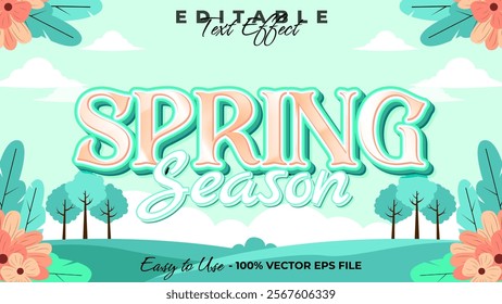 spring season editable text style effect, floral 3D text style theme.