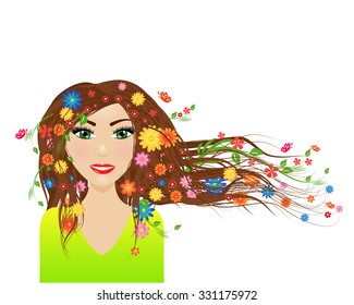 Spring season - female character with spring in her hair