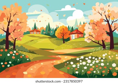 spring season flat design vector illustration, spring season background vector illustration