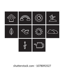 spring season icon set flat black
