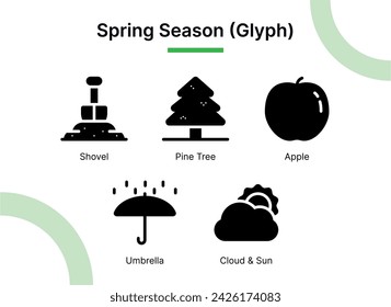 Spring Season Icon Set in Glyph Style Suitable for web and app icons, presentations, posters, etc.