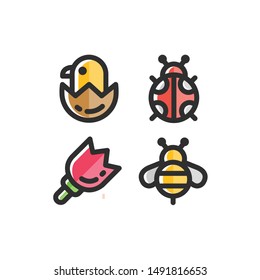 Spring Season Icon Set , Vector Illustration
