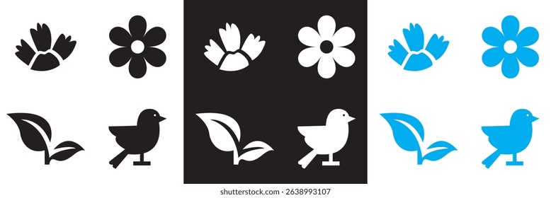 Spring Season Icon. Vector for Flower, plant, gardening, nature, , bunny, leaf, clover, growth, camp, bloom etc  . Vector illustration. isolated on white and black background. EPS 10