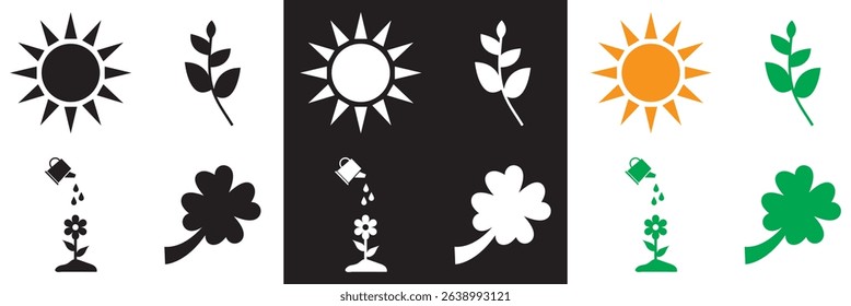 Spring Season Icon. Vector for Flower, plant, gardening, nature, , bunny, leaf, clover, growth, camp, bloom etc  . Vector illustration. isolated on white and black background. EPS 10