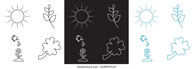 Spring Season Icon. Vector for Flower, plant, gardening, nature, , bunny, leaf, clover, growth, camp, bloom etc  . Vector illustration. isolated on white and black background. EPS 10