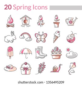 Spring season icons in vector format. These doodle are easily scalable. Good choice for use in info-graphic and interfaces.