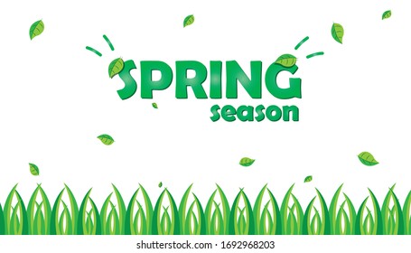 Spring season with leaf and grass for greeting card