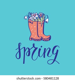 Spring season lettering card