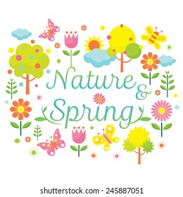 Spring Season Object Icons Heading