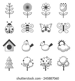 Spring Season Object Icons Set