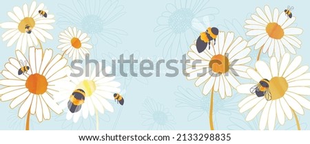 Similar – Image, Stock Photo White Daisy Flower.Floral Art Design.Blue Nature Background.