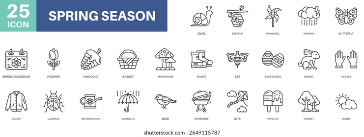spring season pack concept design icons set collections, simple vector style design inspiration for any interface and purpose suitable for symbols and more