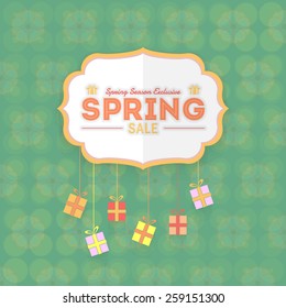 Spring Season Sale Flat Background and Web Banner Vector Design
