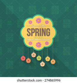 Spring Season Sale Flat Background and Web Banner Vector Design Template