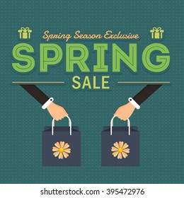 Spring Season Sale Flat Background and Web Banner Vector Design