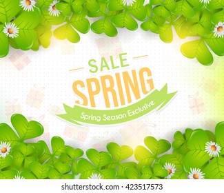 Spring Season Sale Website Banner Vector Illustration