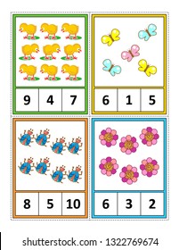 Educational Worksheet Preschool Kids Count Insects Stock Vector ...