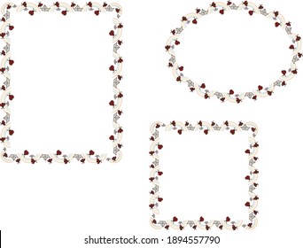 Spring season vector frame (brush) composed of rainbows. 
paper boats, ladybugs  