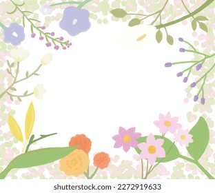 
Spring seasonal illustration with flowers and leaves