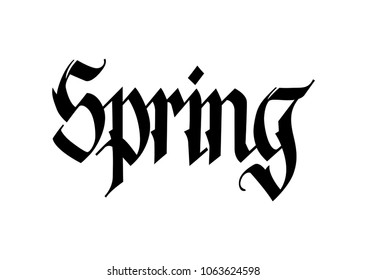 Spring seasonal poster template. Modern gothic calligraphy can be used for flyers, greeting cards, banners.