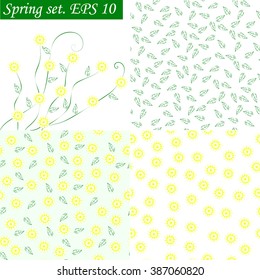 Spring set with 3 seamless patterns