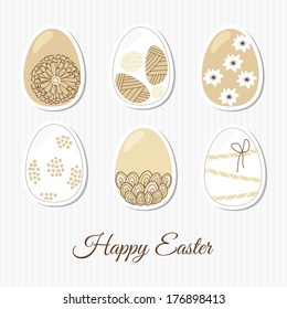 Spring set of easter eggs, elegant patterns, vector illustration