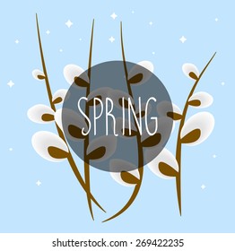 spring. shoots of trees with petals open. vector illustration