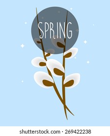 spring. shoots of trees with petals open. vector illustration