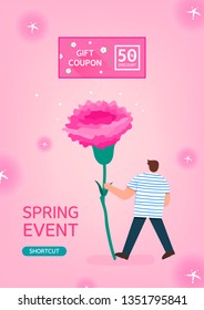 Spring shopping illustration. Carnation
