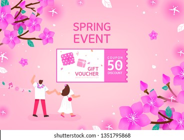 Spring shopping illustration. Rhododendron