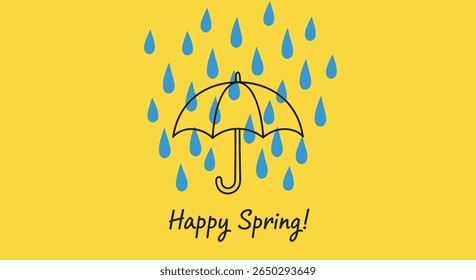 Pancadas de chuva de primavera Trazer flores de maio Uma cena ilustrada de primavera feliz Previsão do tempo