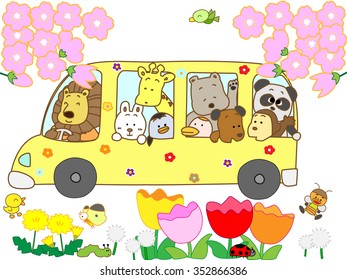 The spring sightseeing bus which runs carrying an animal.