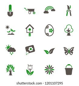 Spring simple vector icons in two colors