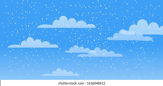 Spring sky, clouds, precipitation, rain, snow, hail. Vector illustration Natural background with place for text