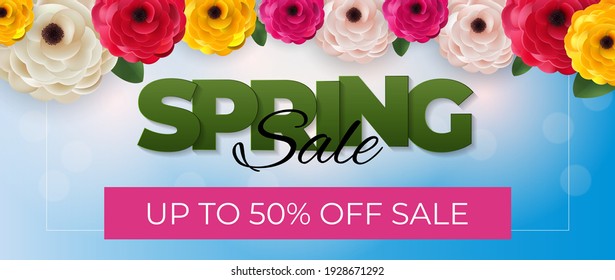 Spring Sky Sale Hintergrund Poster Template. Vektorgrafik EPS10