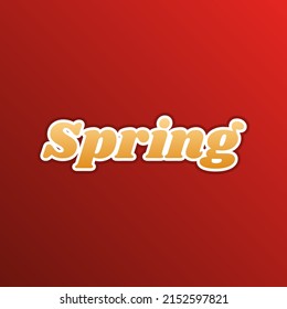 Spring slogan. Golden gradient Icon with contours on redish Background. Illustration.