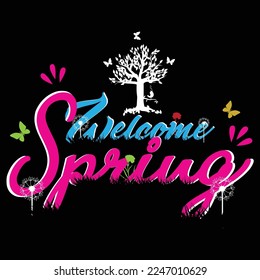 tipografía gráfica de slogan tee de primavera para la ilustración de camiseta de impresión vectorial vintage