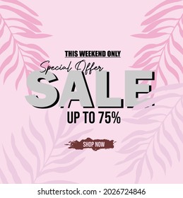 diseño de banner de oferta especial de primavera. 75% de descuento. afiches publicitarios de descuento para ropa, ropa y comida