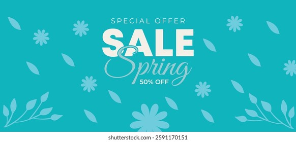 Spring special offer vector banner background with spring season sale text and