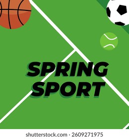 Spring sport background flat illustration