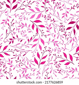 Spring sprouts pattern seamless vector. Botanical berry herbs wallpaper. Textile fashion print. Fresh stalk sprouting plant pattern illustration. Botany ornament.